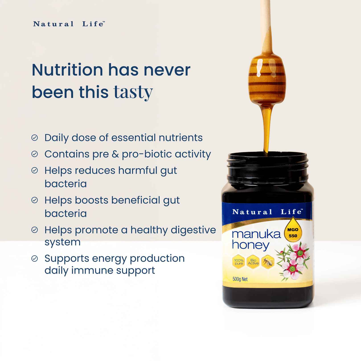 Natural Life Manuka Honey (MGO 550/15+) 250g